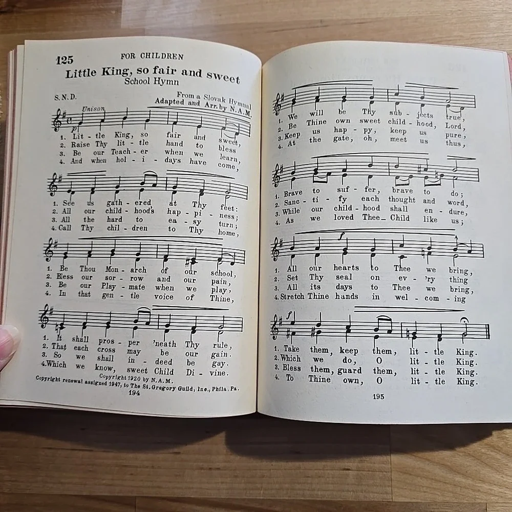 Vintage St. Gregory Hymnal & Catholic Choir Book 1947 Melody Edition Sheet Music
